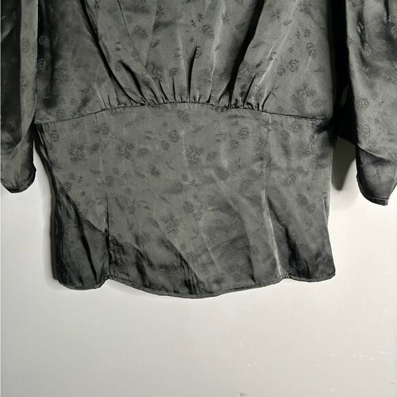 The Andamane Black Puff Sleeve Blouse With Open Back Size Medium - Picture 3 of 6